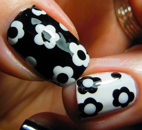 blanco y negro diseños de uñas1