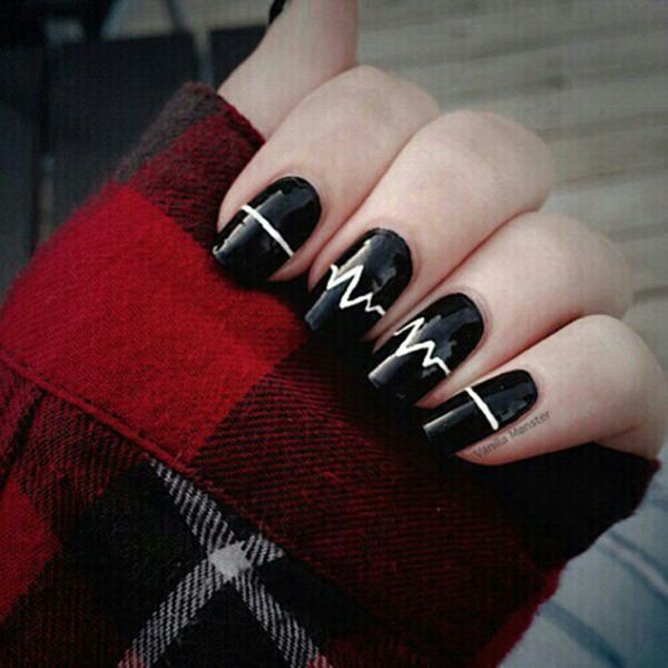 blanco y negro diseños de uñas